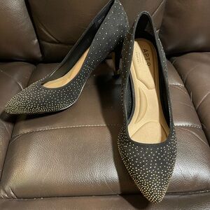 Apt. 9 Black Heels with Gold Accents